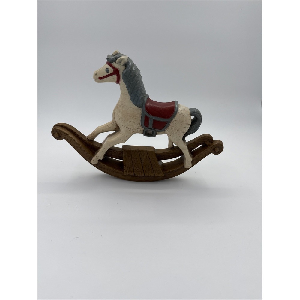 Vtg Burwood Wall Hanging Rocking Horse Plaque Red Blue #2885-0 Nursery Decor